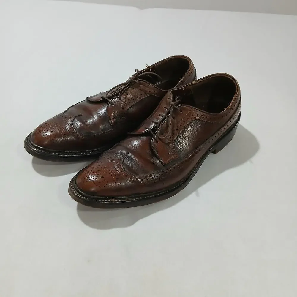 Allen Edmonds Mens Wingtip Oxford Shoes 10.5C Brown Leather Brogue Dress Vintage